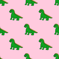 Seamless pattern with colorful dinosaur. Vector illustration.