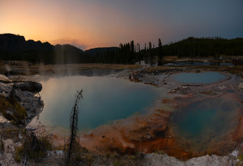 Sapphire Pool Sunset, Yellowstone National Park, Wyoming