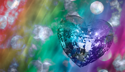 Heart shape Love symbol with Heart Shaped Disco Ball