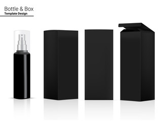 Spray Bottle Mock up Realistic Cosmetic and Box for Skincare Product or medicine on White Background Illustration. Health Care and Medical Concept Design.