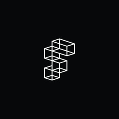 Minimal elegant monogram art logo. Outstanding professional trendy awesome artistic 3D F FF initial based Alphabet icon logo. Premium Business logo White color on black background