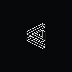 Minimal elegant monogram art logo. Outstanding professional trendy awesome artistic 3D E initial based Alphabet icon logo. Premium Business logo White color on black background