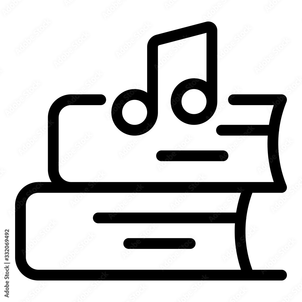 Aufkleber two books and a musical note icon. outline two books and a musical note vector icon for web design i