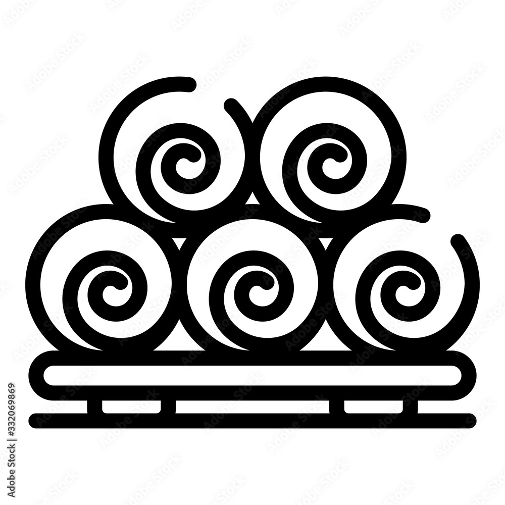 Poster rollers towels in the sauna icon. outline rollers towels in the sauna vector icon for web design iso