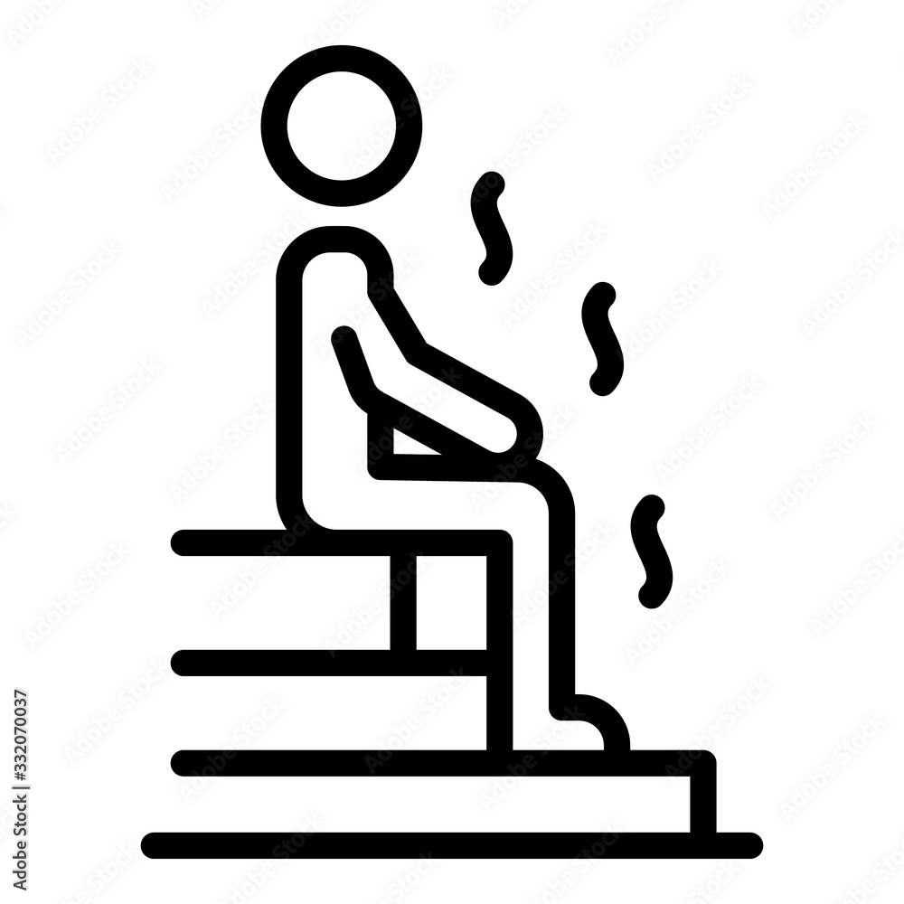 Poster side view of a man in a sauna icon. outline side view of a man in a sauna vector icon for web design