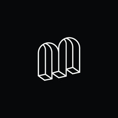Minimal elegant monogram art logo. Outstanding professional trendy awesome artistic 3D M initial based Alphabet icon logo. Premium Business logo White color on black background