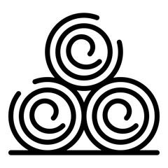 Three sauna rolls icon. Outline three sauna rolls vector icon for web design isolated on white background