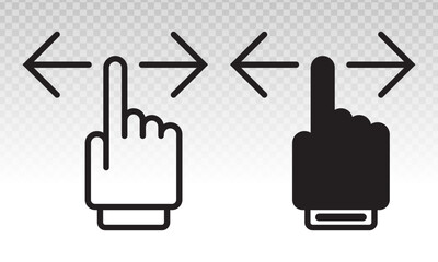 Obraz premium Hand finger swiping or swipe left and right gesture icons for apps and websites