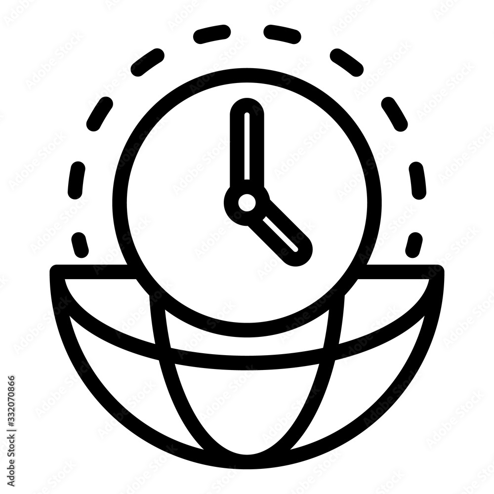 Poster clock and hemisphere icon. outline clock and hemisphere vector icon for web design isolated on white