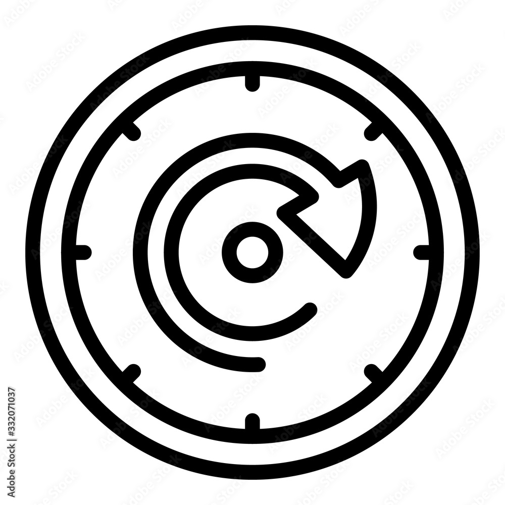 Poster clock and circular arrow icon. outline clock and circular arrow vector icon for web design isolated 