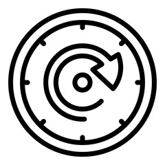 Clock and circular arrow icon. Outline clock and circular arrow vector icon for web design isolated on white background