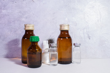 Medical jars with medicine, drugs, etc. The medicine.