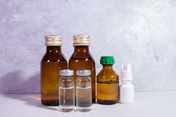 Medical jars with medicine, drugs, etc. The medicine.