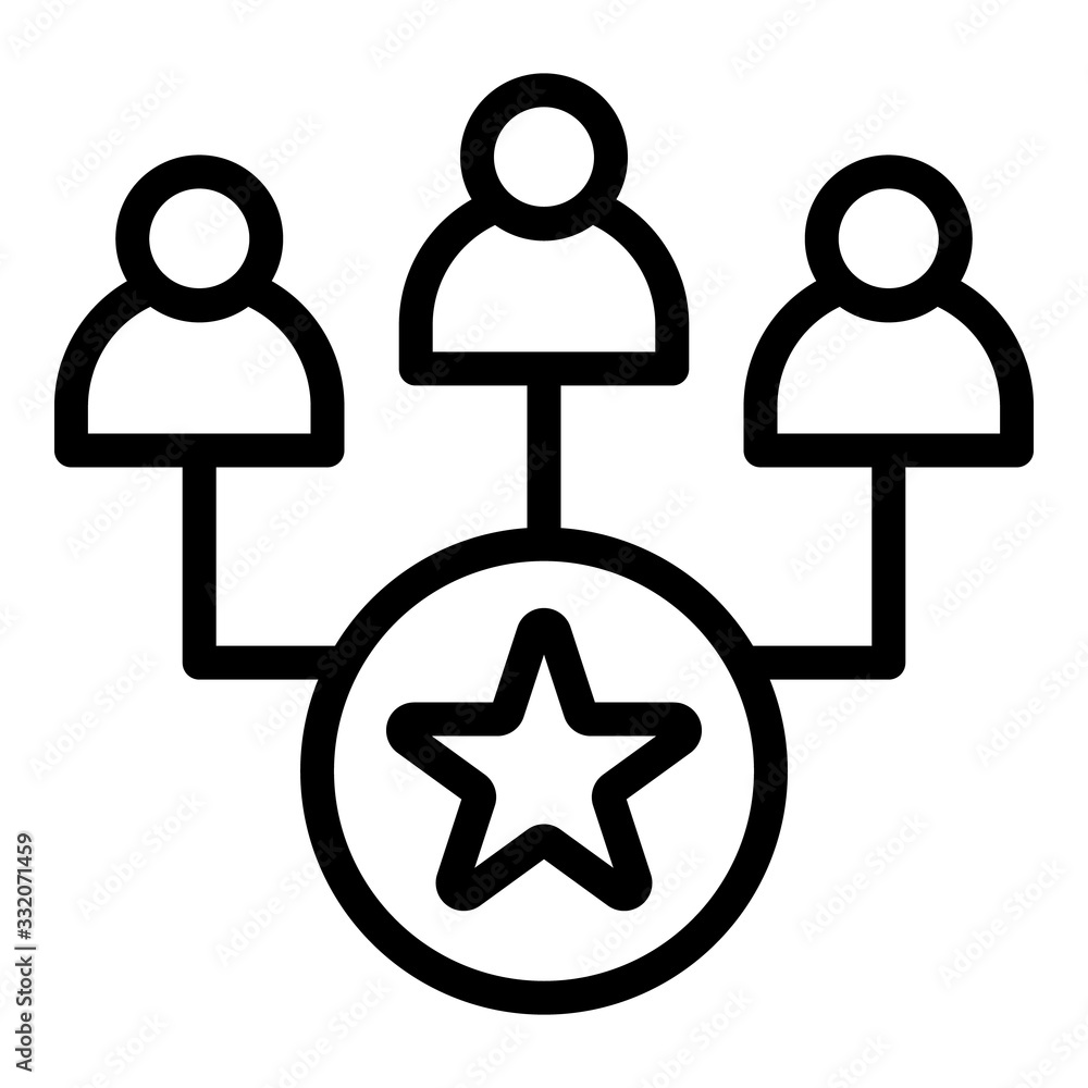 Poster star in a circle and people icon. outline star in a circle and people vector icon for web design iso