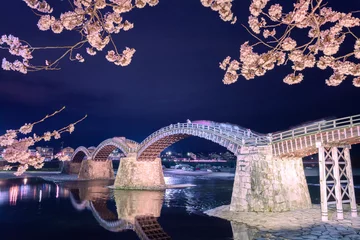 Keuken foto achterwand Kintai Brug 錦帯橋と桜