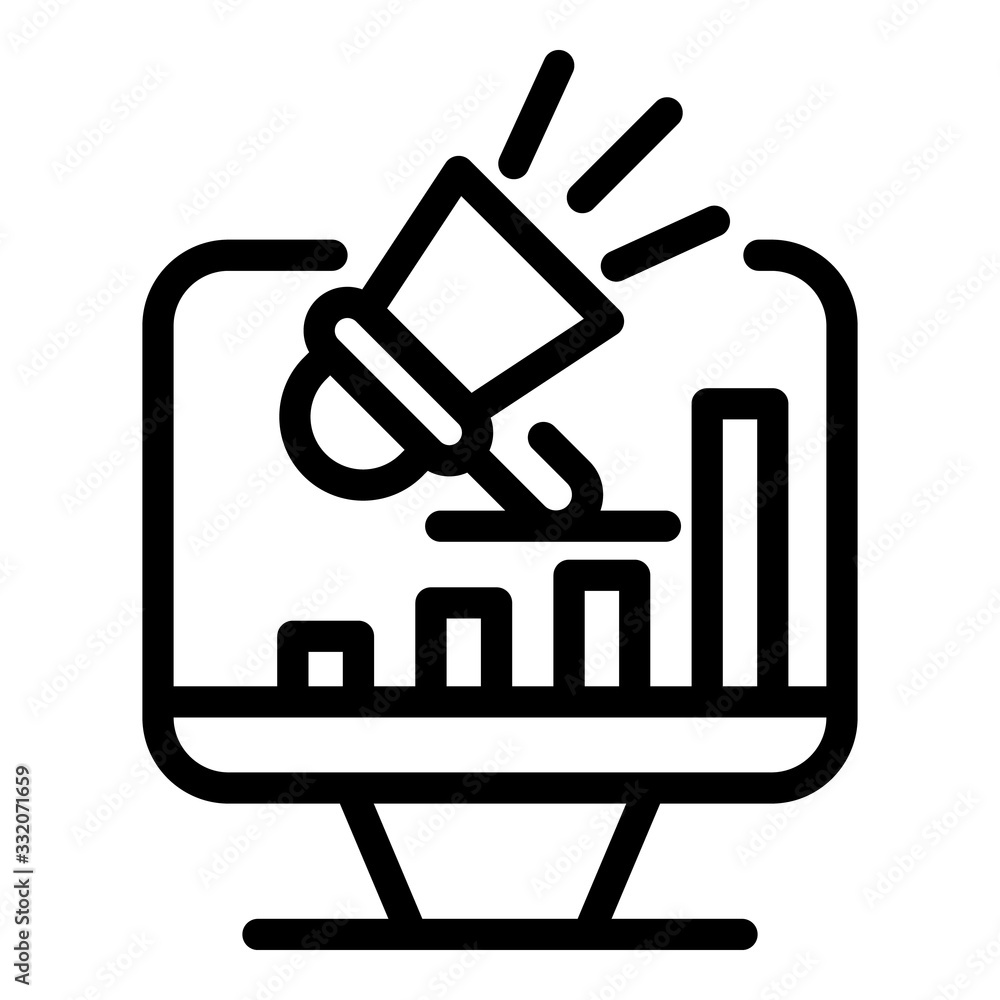 Poster monitor horn chart icon. outline monitor horn chart vector icon for web design isolated on white bac