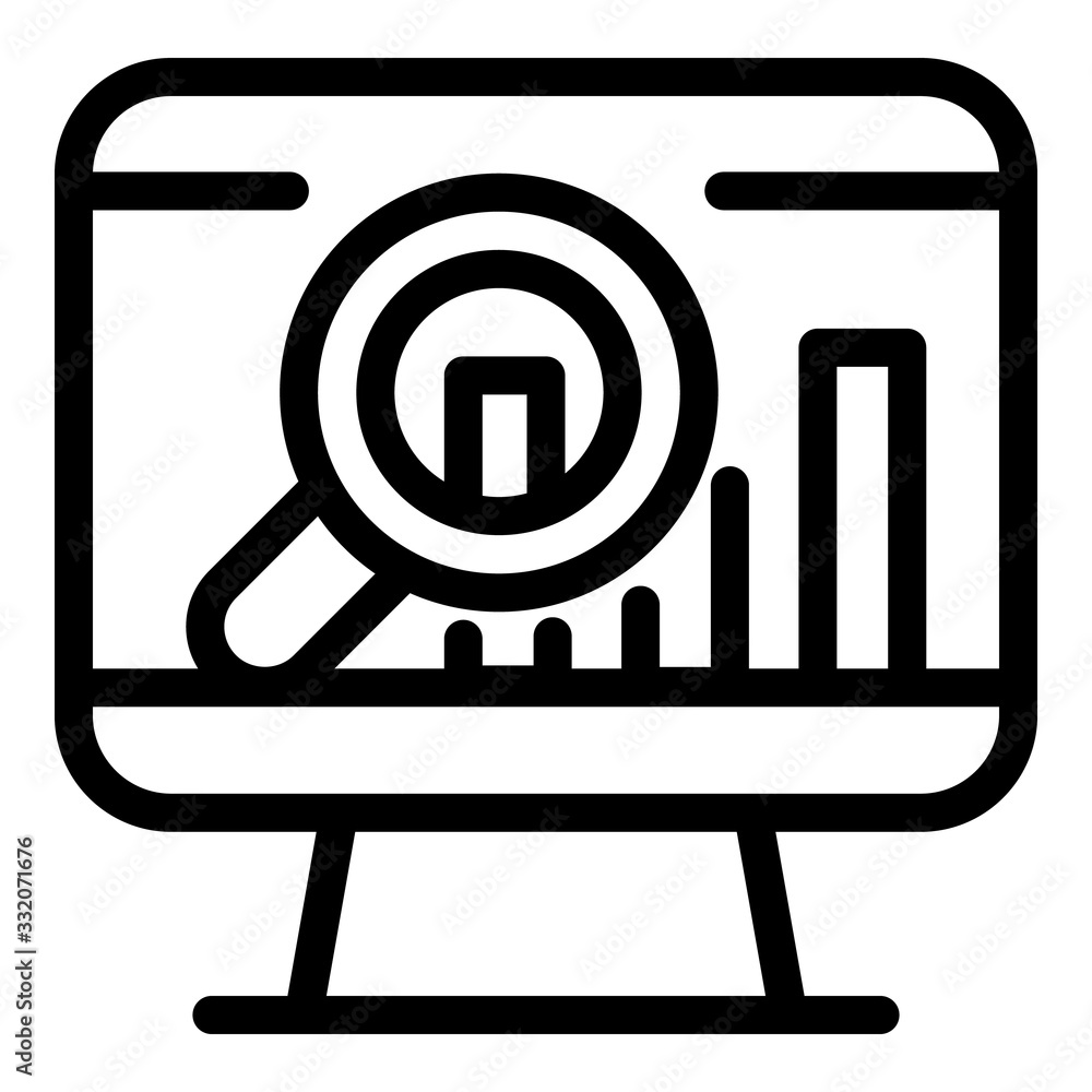 Poster magnifier on the monitor icon. outline magnifier on the monitor vector icon for web design isolated 