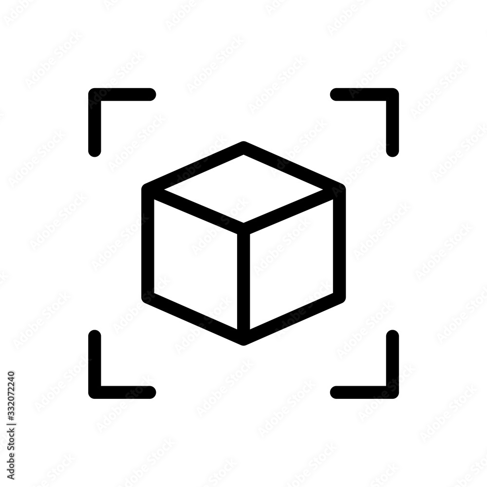 Poster augmented reality 3d object outline vector icon isolated on white background. ar and virtual reality