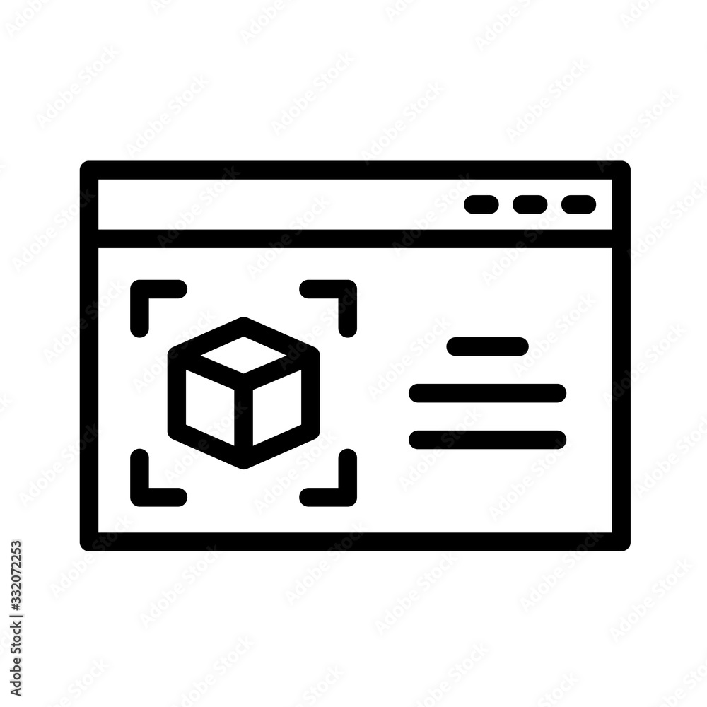 Poster augmented reality web app outline vector icon isolated on white background. ar and virtual reality l