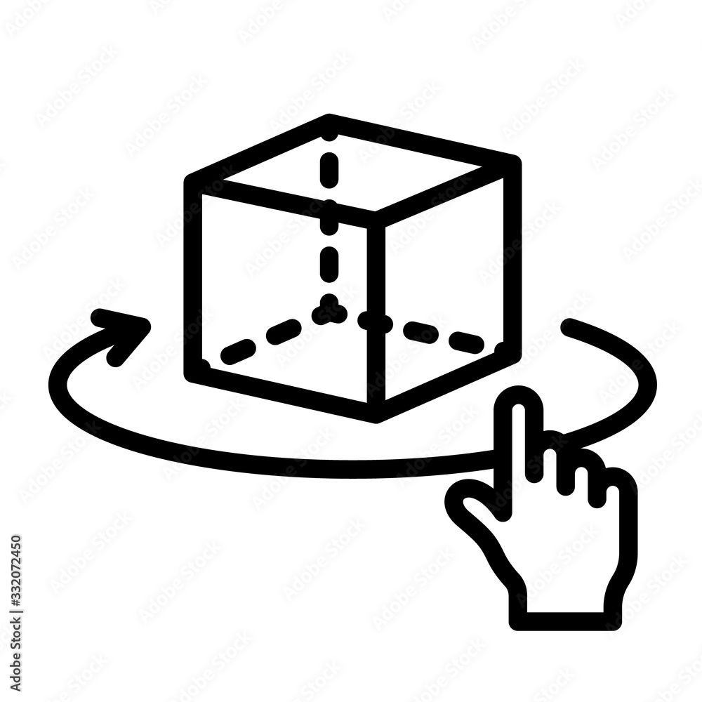 Aufkleber augmented reality object 360 rotation touch outline vector icon isolated on white background. ar and