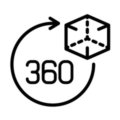 Augmented reality object 360 rotation outline vector icon isolated on white background. AR and VR linear icon for web design, mobile apps, ui design and print. Futuristic technology business concept