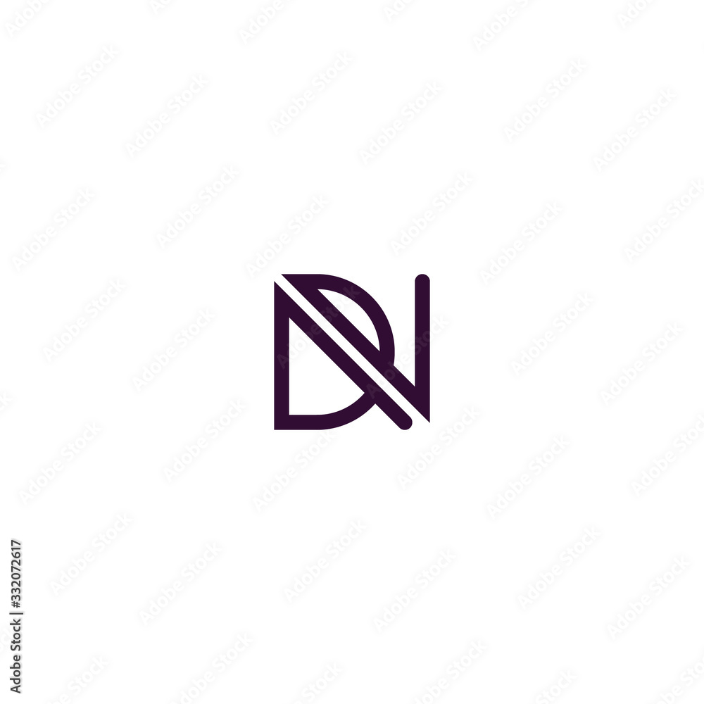 Poster logo letters d and n with a simple design