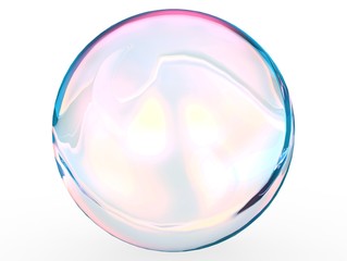 3d pink blue ball crystal gradient colors isolated on white background. Abstract bubble glossy pastel 3d geometric shape object illustration render. 