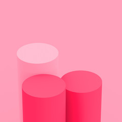 3d white pink rose cylinder podium minimal studio background. Abstract 3d pastel color geometric shape object illustration render. Display for cosmetic perfume fashion product.