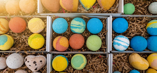 Box with handmade colorful aromatic Soap	