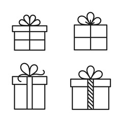 Gift box outline flat icons. Gift box line icons isolated on white background. Gift box vector illustrations for web, mobile app, ui design and print. Holiday shopping concept
