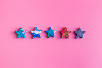 Modeling Clay, five star shape on pink background