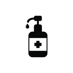Coronavirus prevention. Hand sanitizer bottle icon, washing gel for hand hygiene corona virus protection. Vector illustration. EPS10