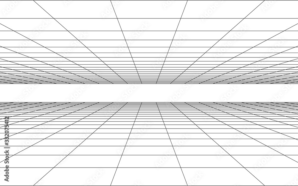 Poster vector perspective 3d mesh on top and bottom plane