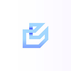 The letter D - box abstract linear logo symbol. 