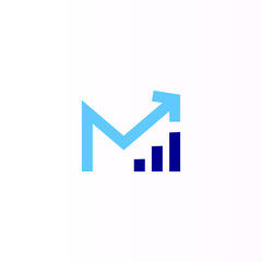The letter M Arrow vector logo rating. Asset Growth Scale