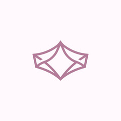 Tiara princess headdress, women's crown, thin linear unique elegant vector logo