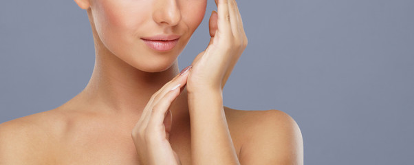 Beauty portrait of healthy and attractive woman. Human face in a concept of spa, skin care,...