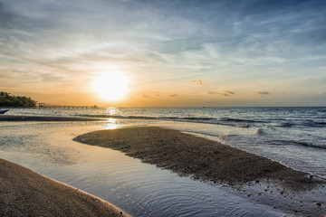 Strand, Sonnenaufgang, Boote, Katamaran, Südsee,