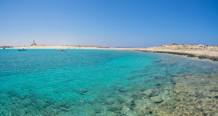 Marsa Matruh, Egypt. The amazing sea with tropical blue, turquoise and green colors. Relaxing context. Fabulous holidays. Mediterranean Sea. North Africa. Clean and pristine sea