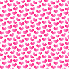Seamless pattern of pink hearts on white background, hand-drawn cute hearts, Valentines day background, EPS 8