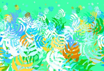 Light Blue, Yellow vector natural artwork with leaves.