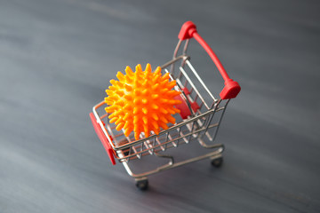 Impact of coronavirus COVID-19 on the global economy, Coronavirus in a shopping trolley. Financial...