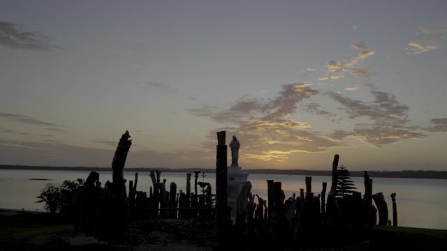 The Isle of Pines with symbols of the indigenous people of the kanak.