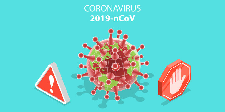 3D Vector Isometric Concept of Coronavirus Outbreak.