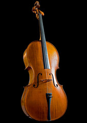 Fototapeta na wymiar Low key image of an antique cello