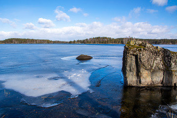 Fototapeta premium View to The Lake Saimaa from the shore, Karnakoski Fortress area, Savitaipale, Finland