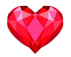 Symbol, red polygon heart, on a white background