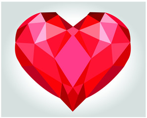 Naklejka na ściany i meble Symbol, red polygon heart, on a white background