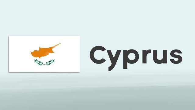 3d Presentation promo intro in white background with a colorful ribon of the flag and country of Cyprus