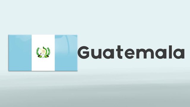 3d Presentation promo intro in white background with a colorful ribon of the flag and country of Guatemala
